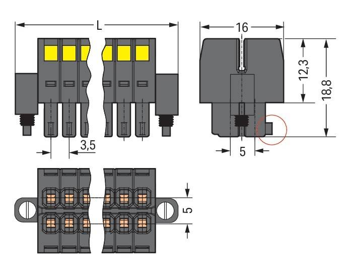 WAGO GmbH & Co. KG 1-LeiterFederleiste2reihig 713-1105/107-000/036
