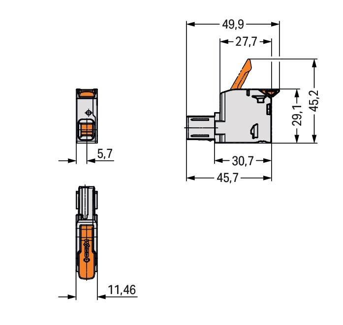 WAGO GmbH &amp; Co. KG 1-Leiter-Federleiste,Hebel 832-1101/011-000