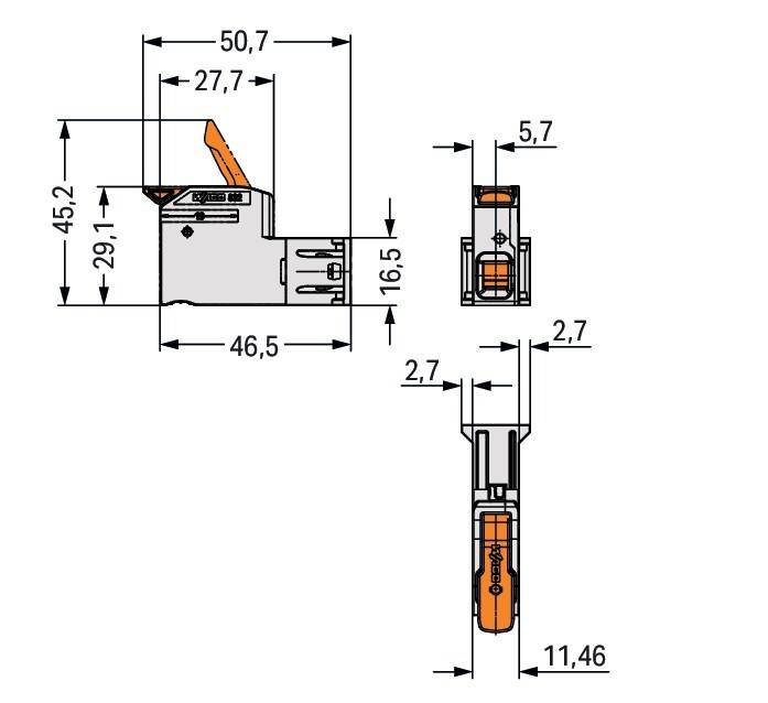 WAGO GmbH & Co. KG 1-Leiter-Stiftleiste,Hebel 832-1201/011-000