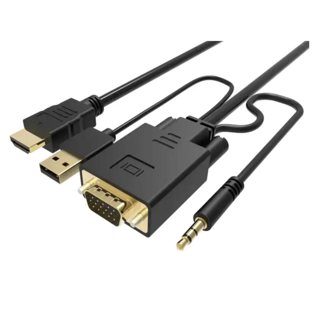 VGA auf HDMI Kabel/VGA Stecker > HDMI Stecker Konverter für Laptop, PC mit VGA Ausgang zu Monitor, Beamer, TV mit HDMI Eingang HD 1080P, 3m