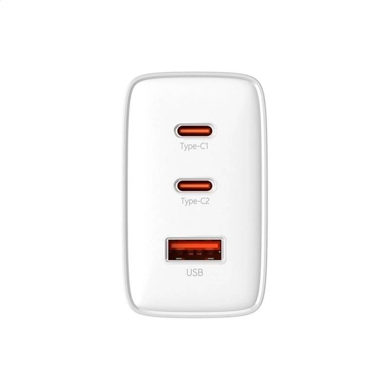 USB C GaN Ladegerät 65W USB-C Netzteil 3-Port PD Ladegerät mit PPS, Schnellladegerät weiss, Stecker USB-C