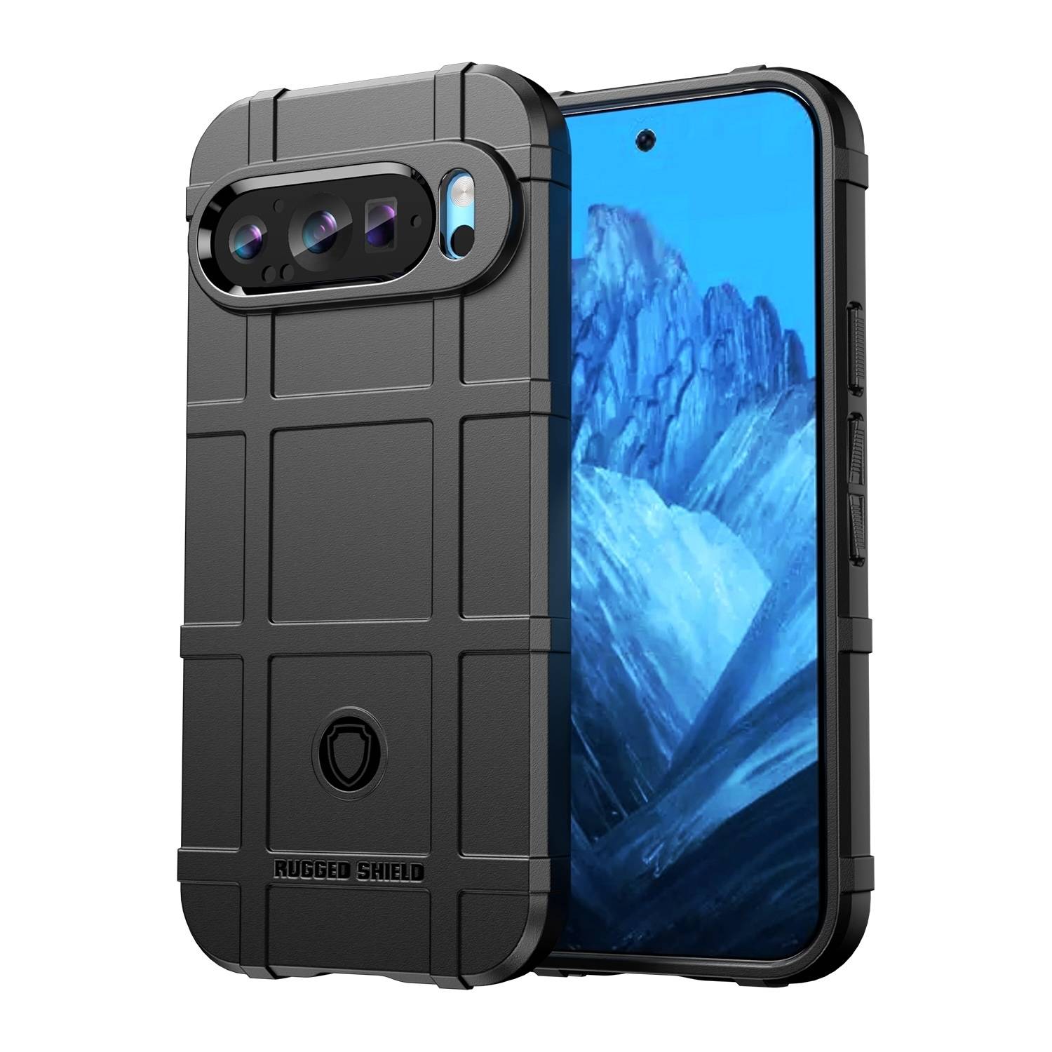 Für Google Pixel 9 / 9 Pro Rugged Shield Schock TPU Hülle Schwarz