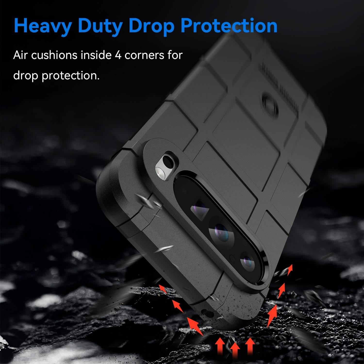 Für Google Pixel 9 Pro XL Rugged Shield Schock TPU Schutz Hülle Black