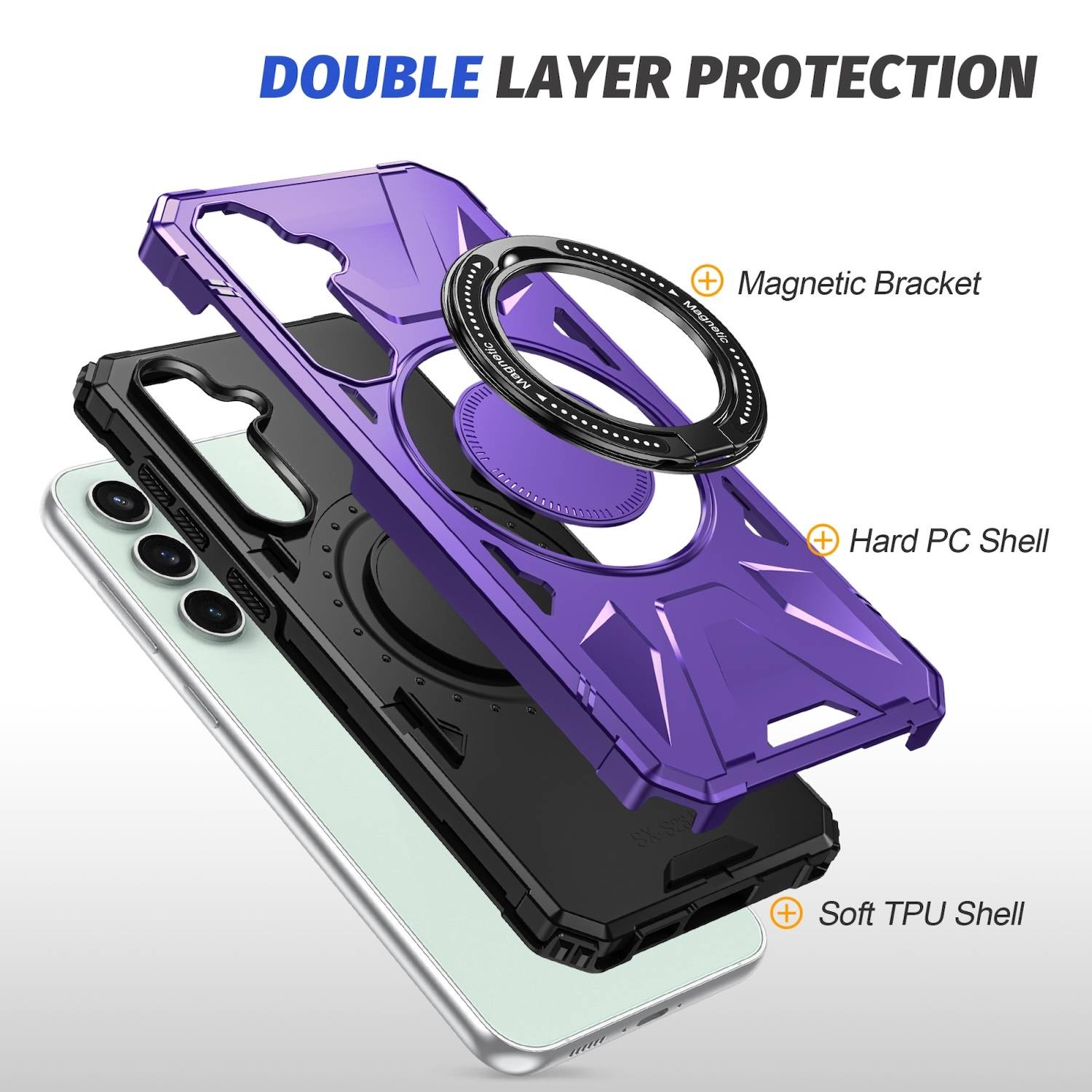 Für Samsung Galaxy A55 MagSafe Schock Magnet Ring Schutzhülle Lila