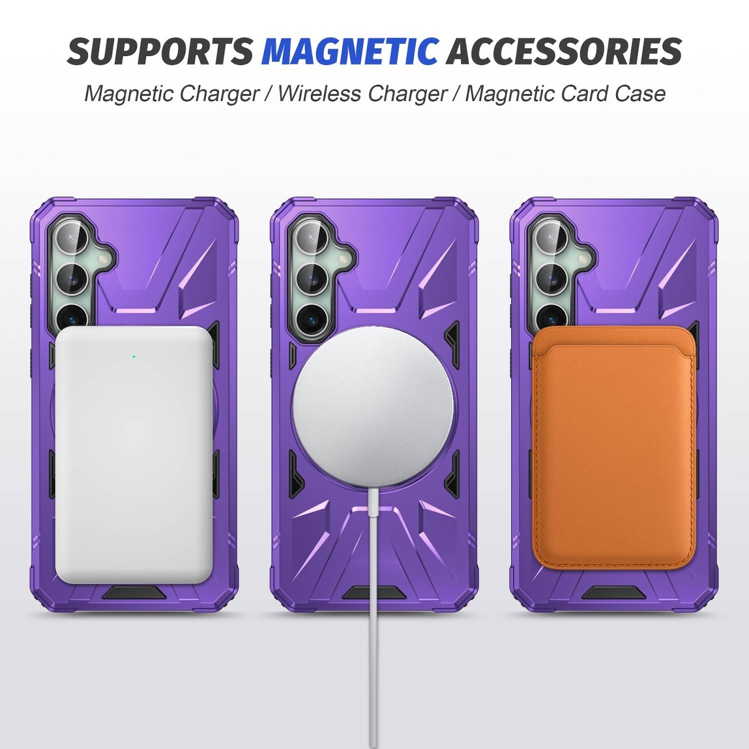 Für Samsung Galaxy A55 MagSafe Schock Magnet Ring Schutzhülle Lila
