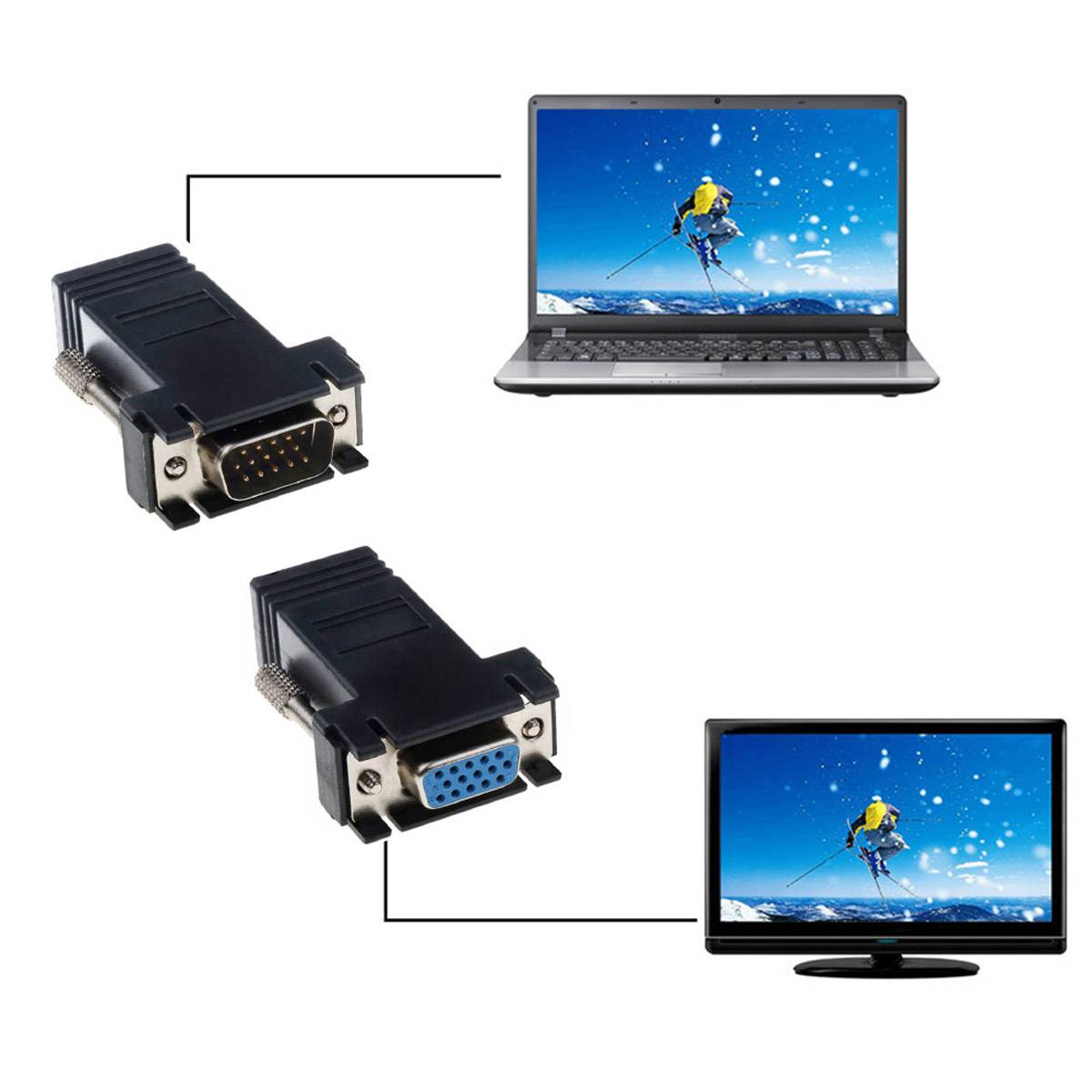 LAN VGA Adapter Set Extender Lan Kabel RJ45 Konverter Ethernet Adapter