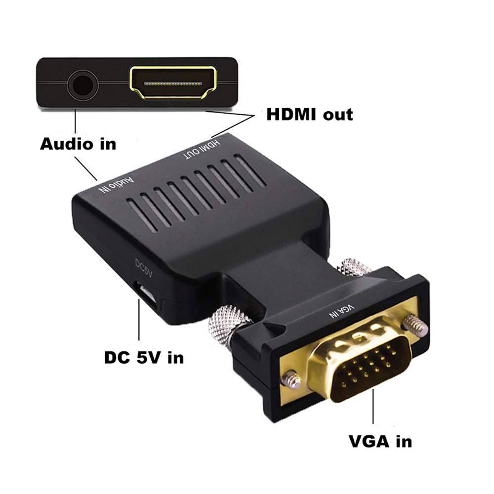 VGA auf HDMI Adapter Audio Videokabel Konverter PC Laptop 1080P FullHD