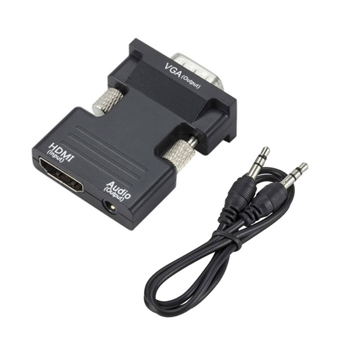 HDMI > VGA + Audio Kabel Konverter Adapter 1080P PC Laptop TV Computer