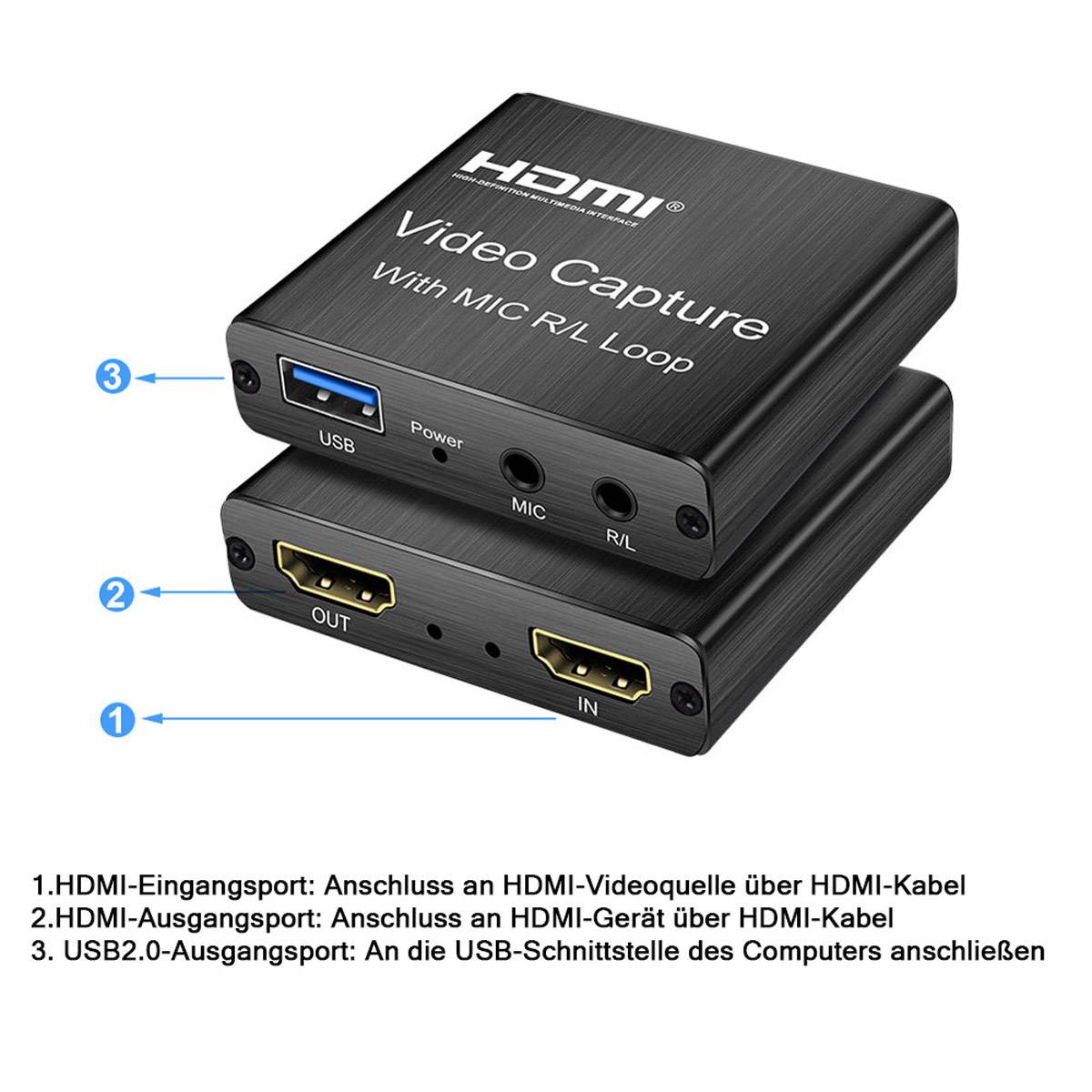 4K Audio Video Capture Karte HDMI Loop 1080P 60FPS Live-Streaming USB