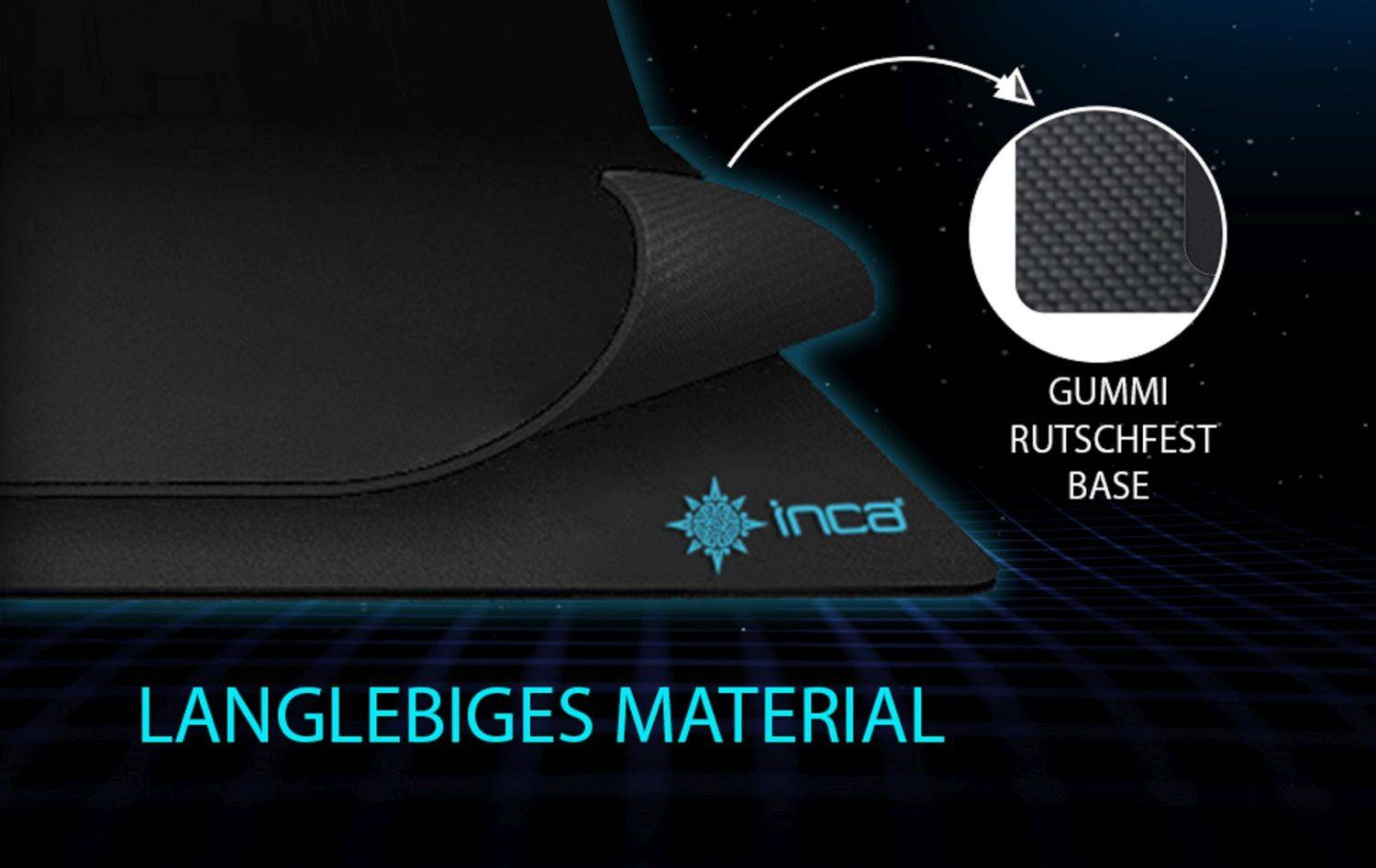INCA IMP-020 Gaming-Mauspad: 27 cm zu 35 cm für ultimativen Gaming-Komfort, Schwarz