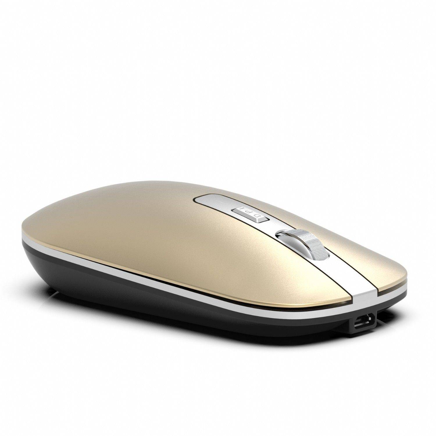 Inca Bluetooth & kabellose 2,4G kabellose optische Maus wiederaufladbare 800-1200-1600 Dpi Silent-Maus Gold