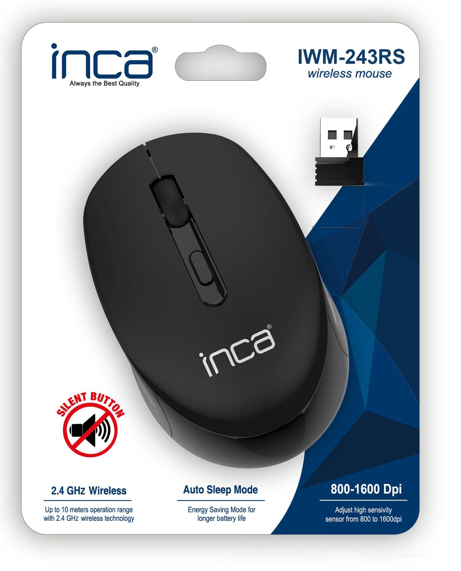 INCA - Maus IWM-243RS 1600 DPI CANDY DESIGN schwarz 2.4GHz