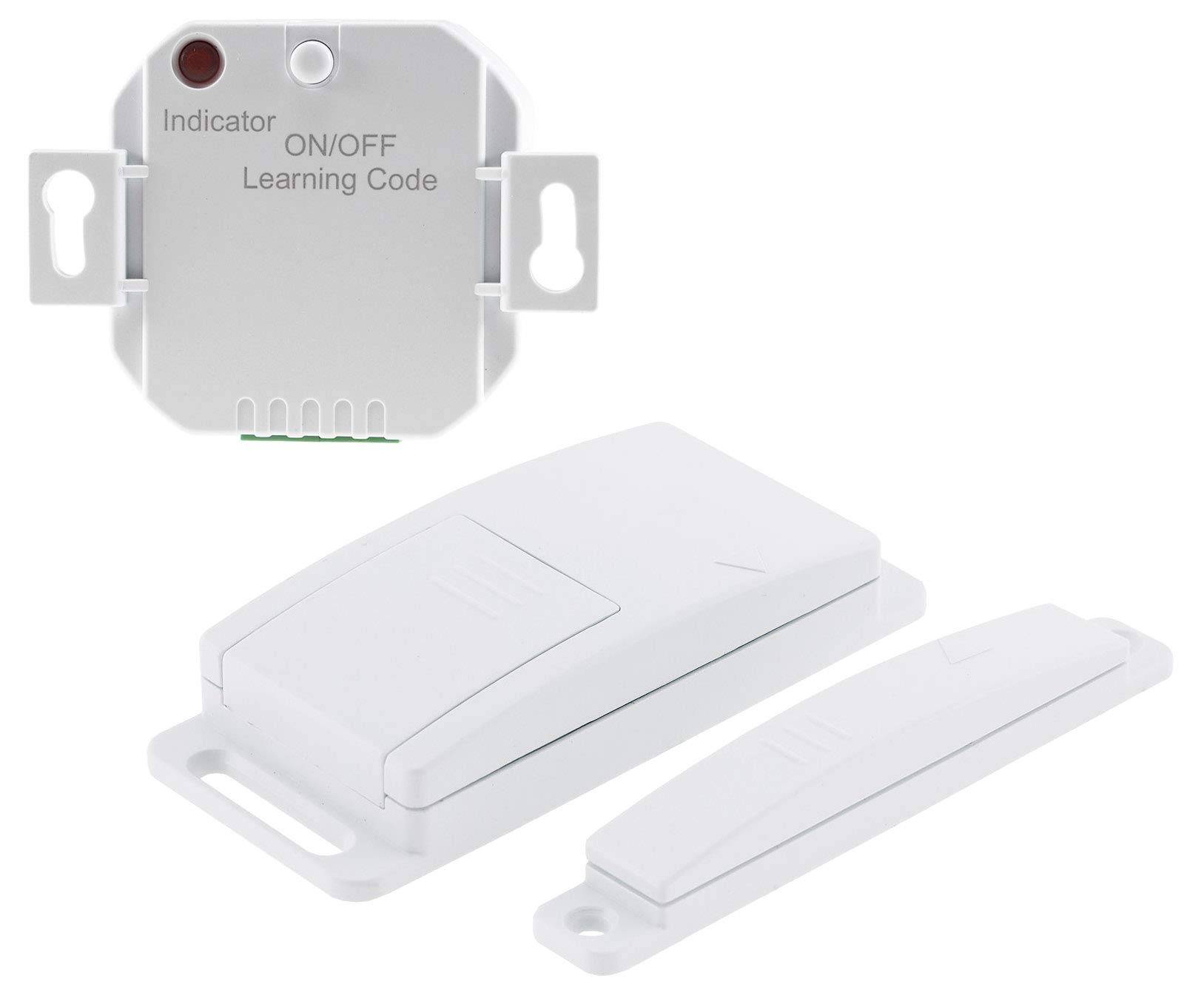 Pilota Casa Funk Abluft-Steuerung Set mit Magnet Kontaktschalter Dunstabzugshaube Kabellos Fensterkontaktschalter Universal bis 2300Watt Weiß