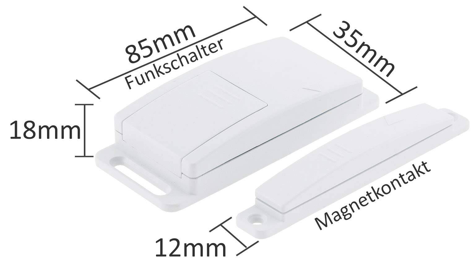 Pilota Casa Funk Abluft-Steuerung Set mit Magnet Kontaktschalter Dunstabzugshaube Kabellos Fensterkontaktschalter Universal bis 2300Watt Weiß