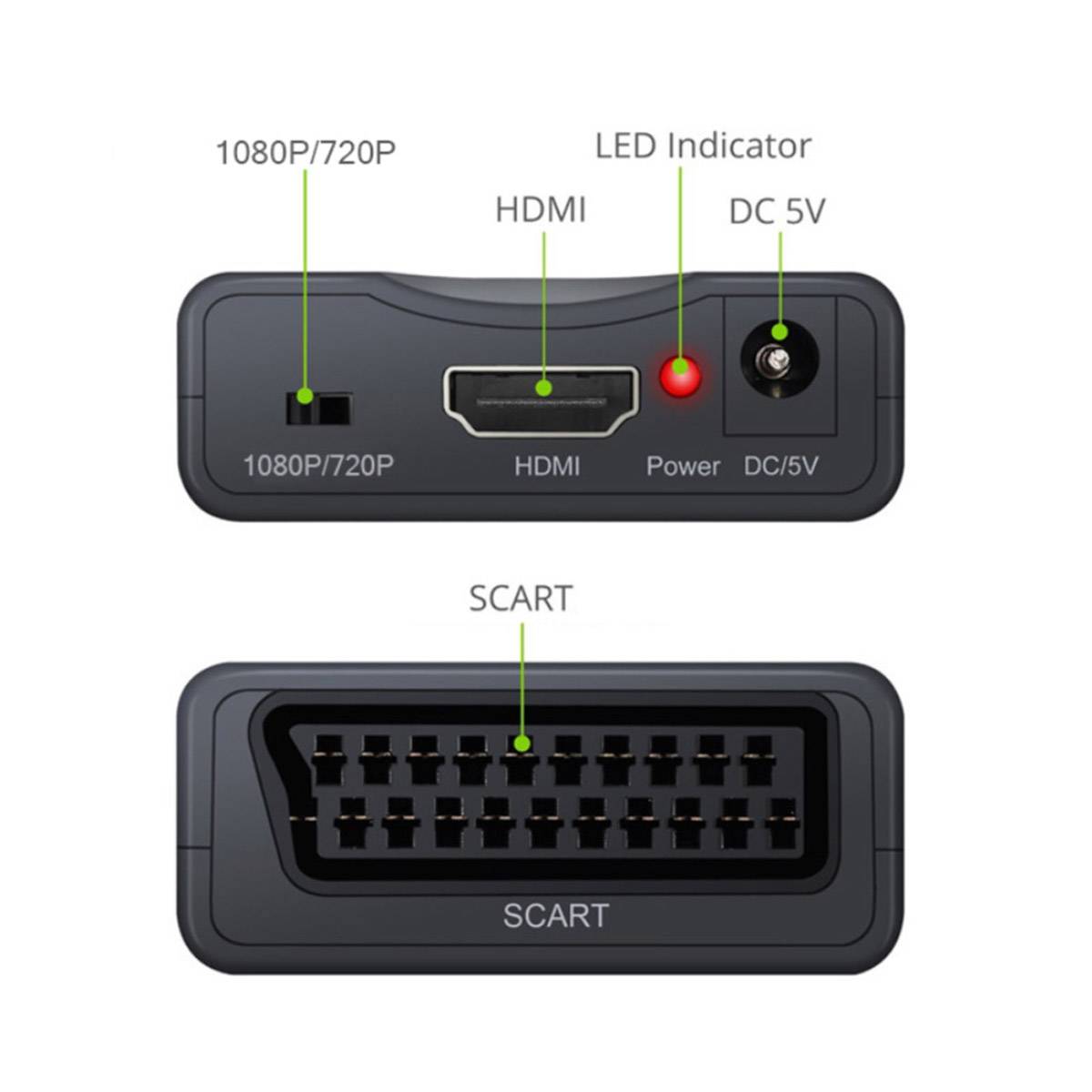 Scart > HDMI Konverter Wandler AV Scaler Converter Adapter 1080P HD TV