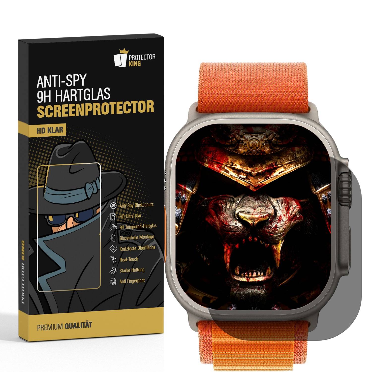 1x ANTI-SPY 9H Panzerglas für Apple Watch Ultra 49 mm PRIVACY echtes Tempered Panzerhartglas Displayschutz Schutzglas Schutzfolie Panzerfolie