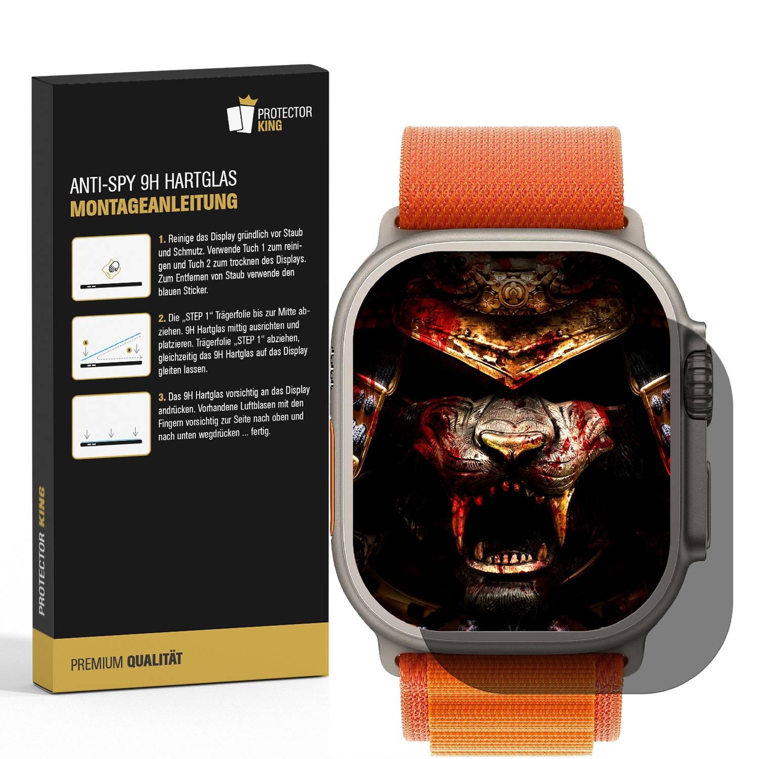 5x ANTI-SPY 9H Panzerglas für Apple Watch Ultra 49 mm PRIVACY echtes Tempered Panzerhartglas Displayschutz Schutzglas Schutzfolie Panzerfolie