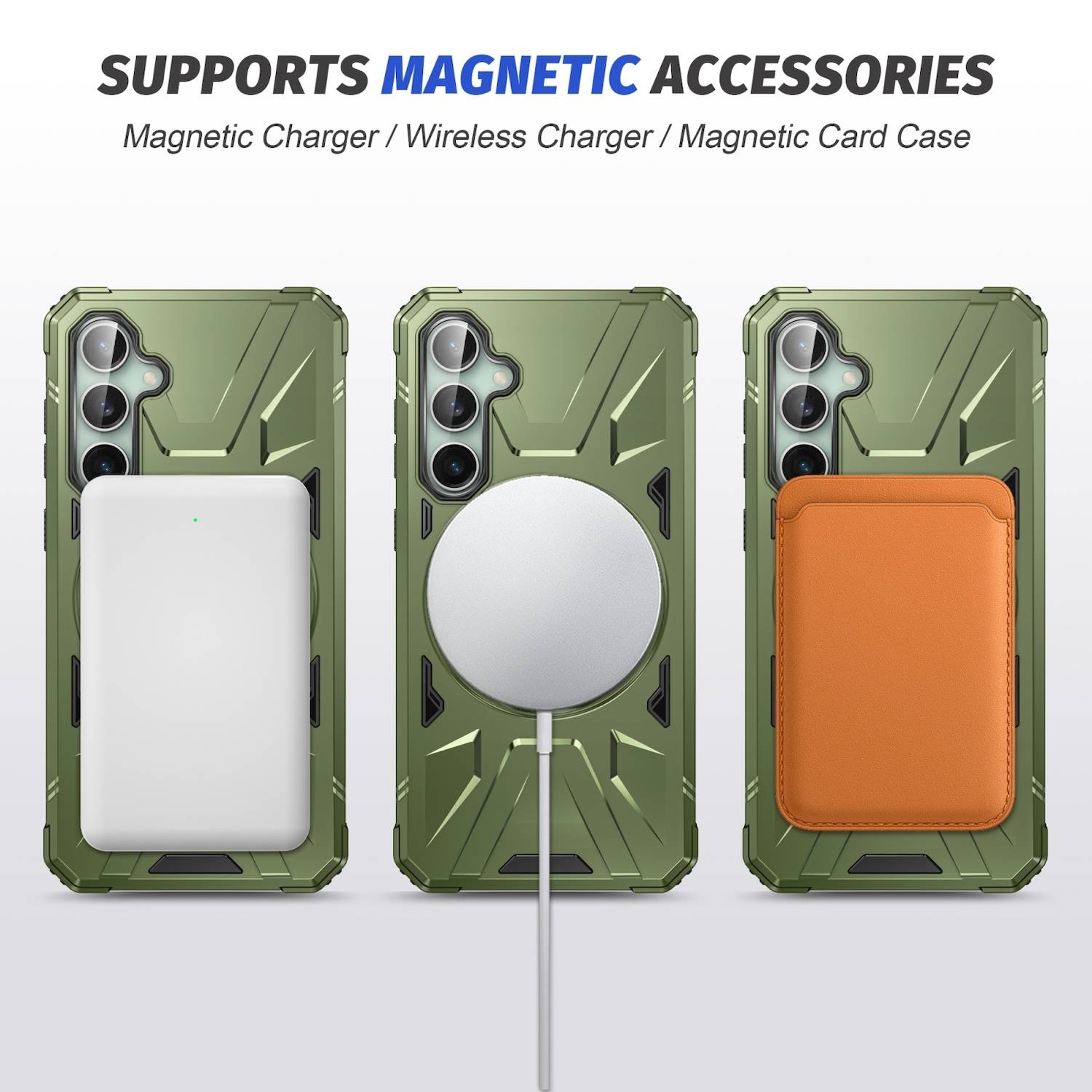 Für Samsung Galaxy A55 MagSafe Schock Magnet Ring Schutzhülle Dunkelgrün