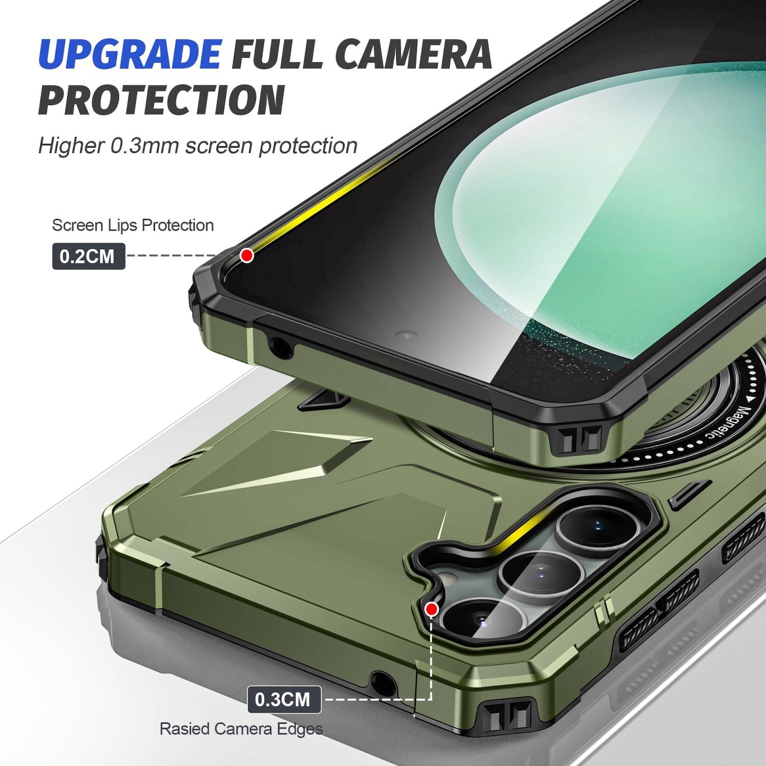 Für Samsung Galaxy A55 MagSafe Schock Magnet Ring Schutzhülle Dunkelgrün