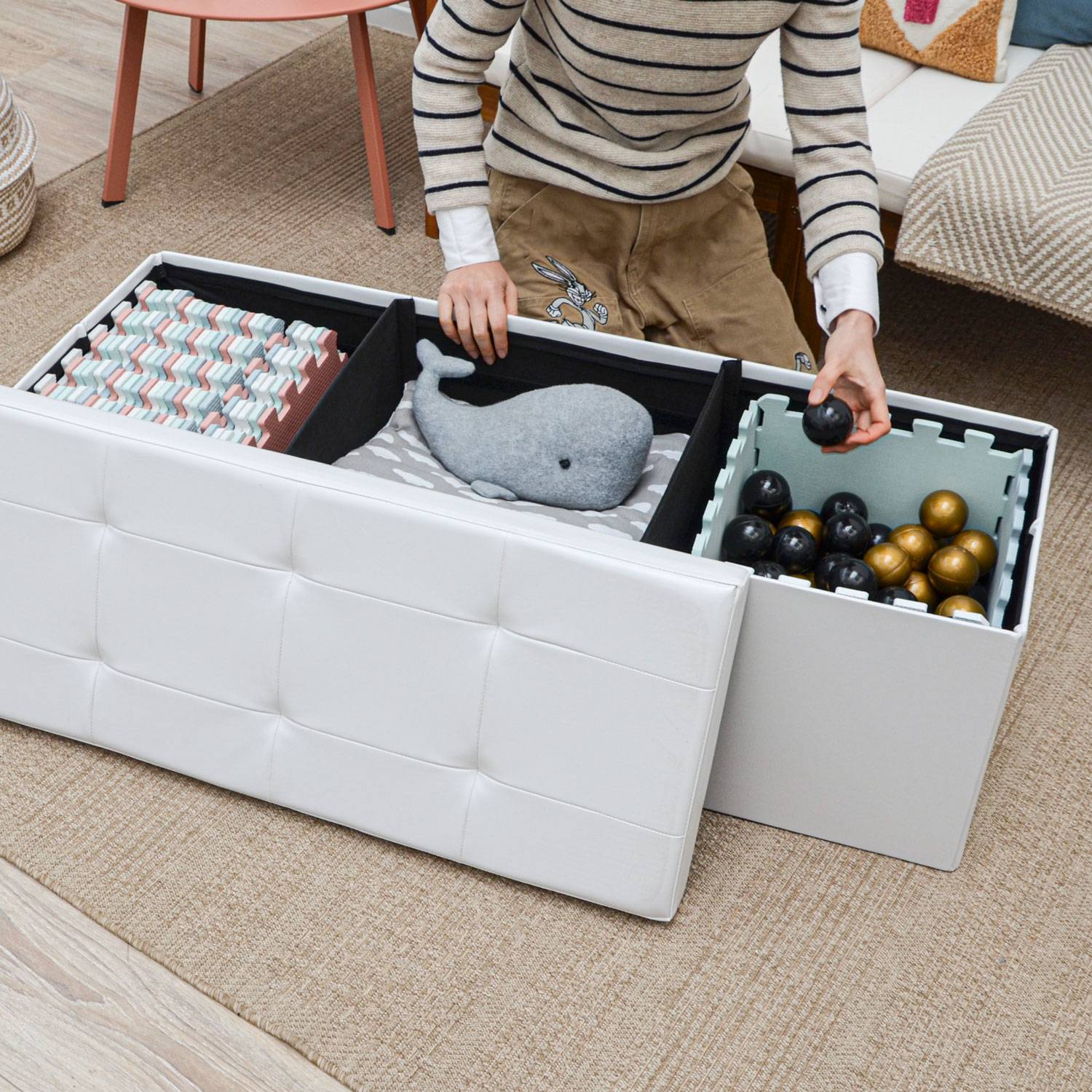 110 cm Sitzbank mit Stauraum - 120L Sitztruhe mit Deckel bis 250 kg