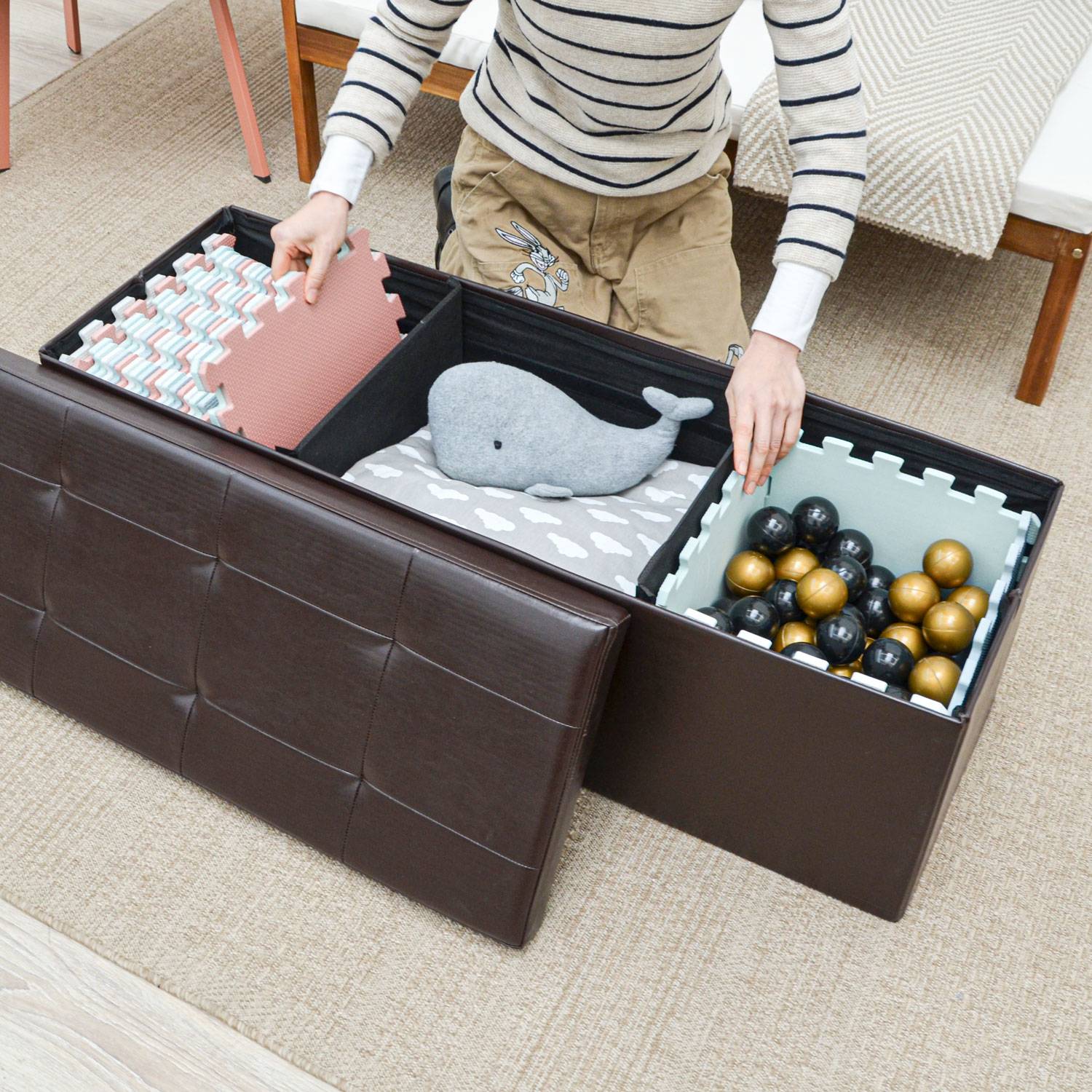 110 cm Sitzbank mit Stauraum - 120L Sitztruhe mit Deckel bis 250 kg