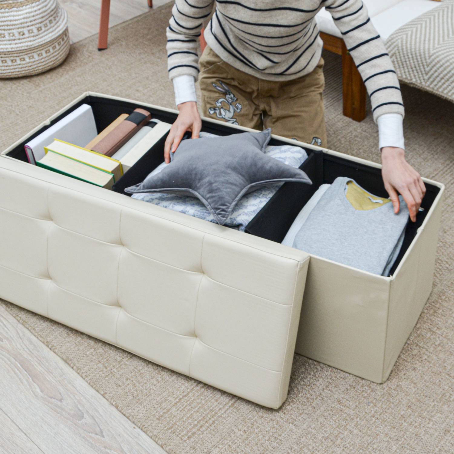 110 cm Sitzbank mit Stauraum - 120L Sitztruhe mit Deckel bis 250 kg