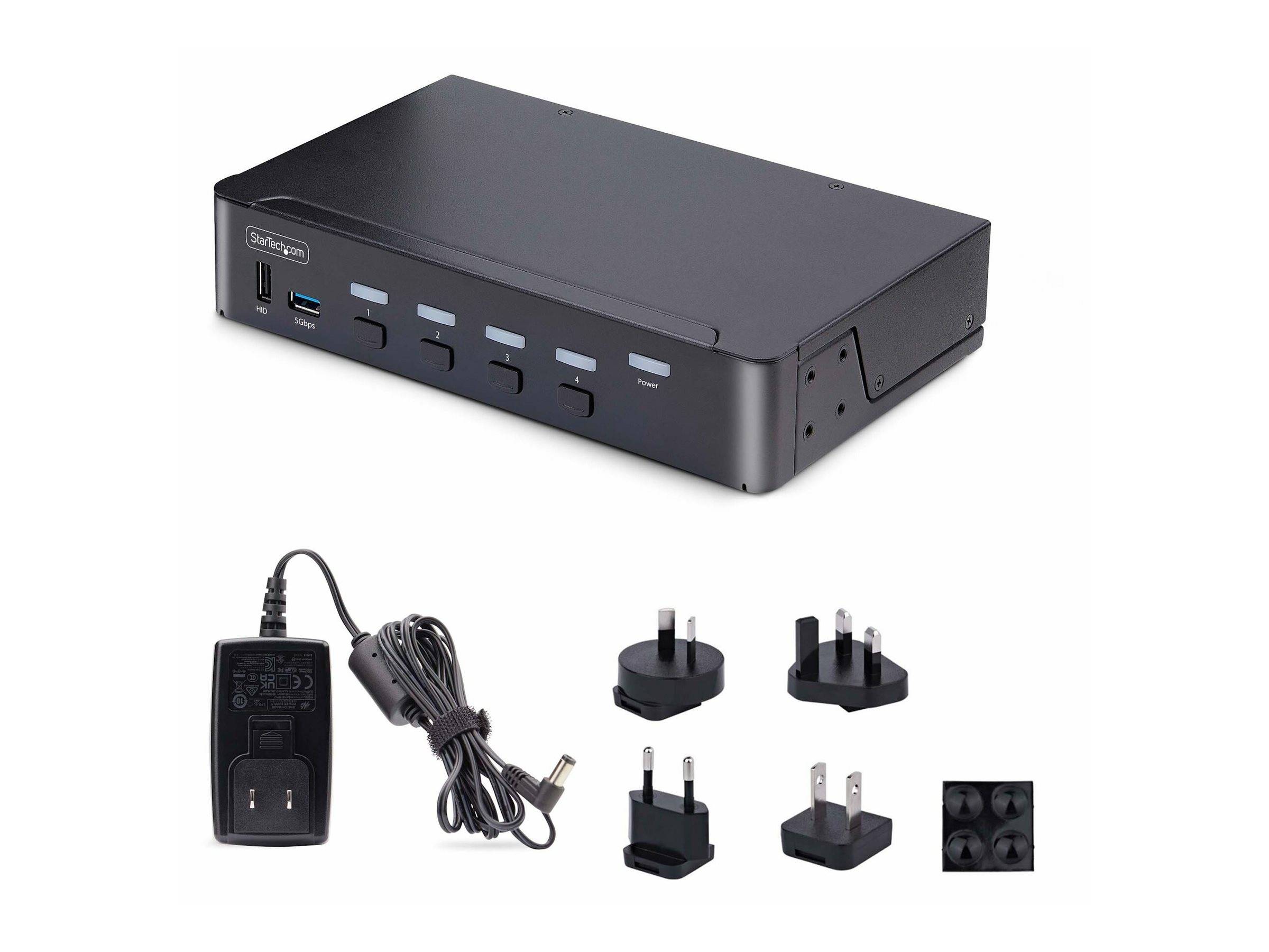 StarTech.com 4-Port DisplayPort 1.4 KVM Switch, 8K 60Hz / 4K 144Hz, 2x USB 3.0 Ports, 4x USB 2.0 Ports, Hotkey Switching