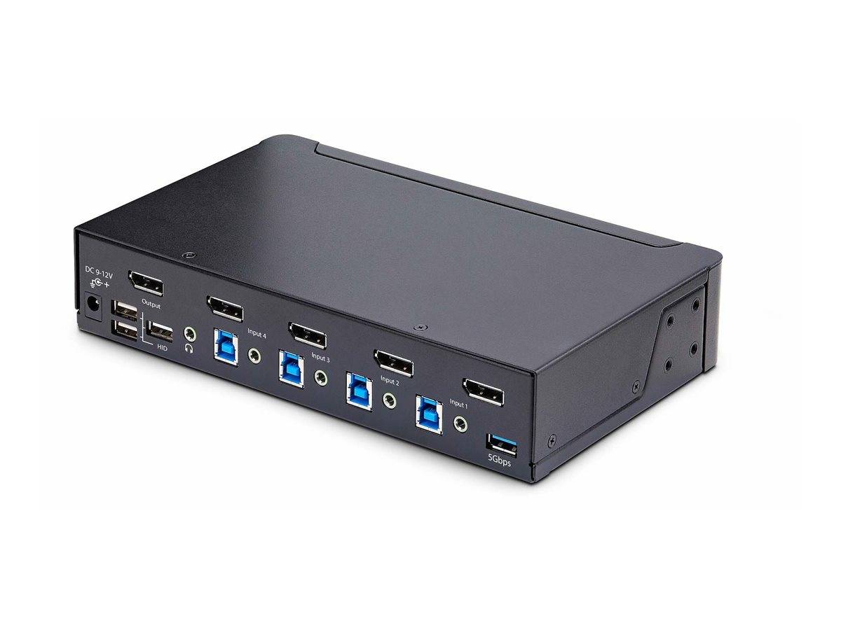 StarTech.com 4-Port DisplayPort 1.4 KVM Switch, 8K 60Hz / 4K 144Hz, 2x USB 3.0 Ports, 4x USB 2.0 Ports, Hotkey Switching