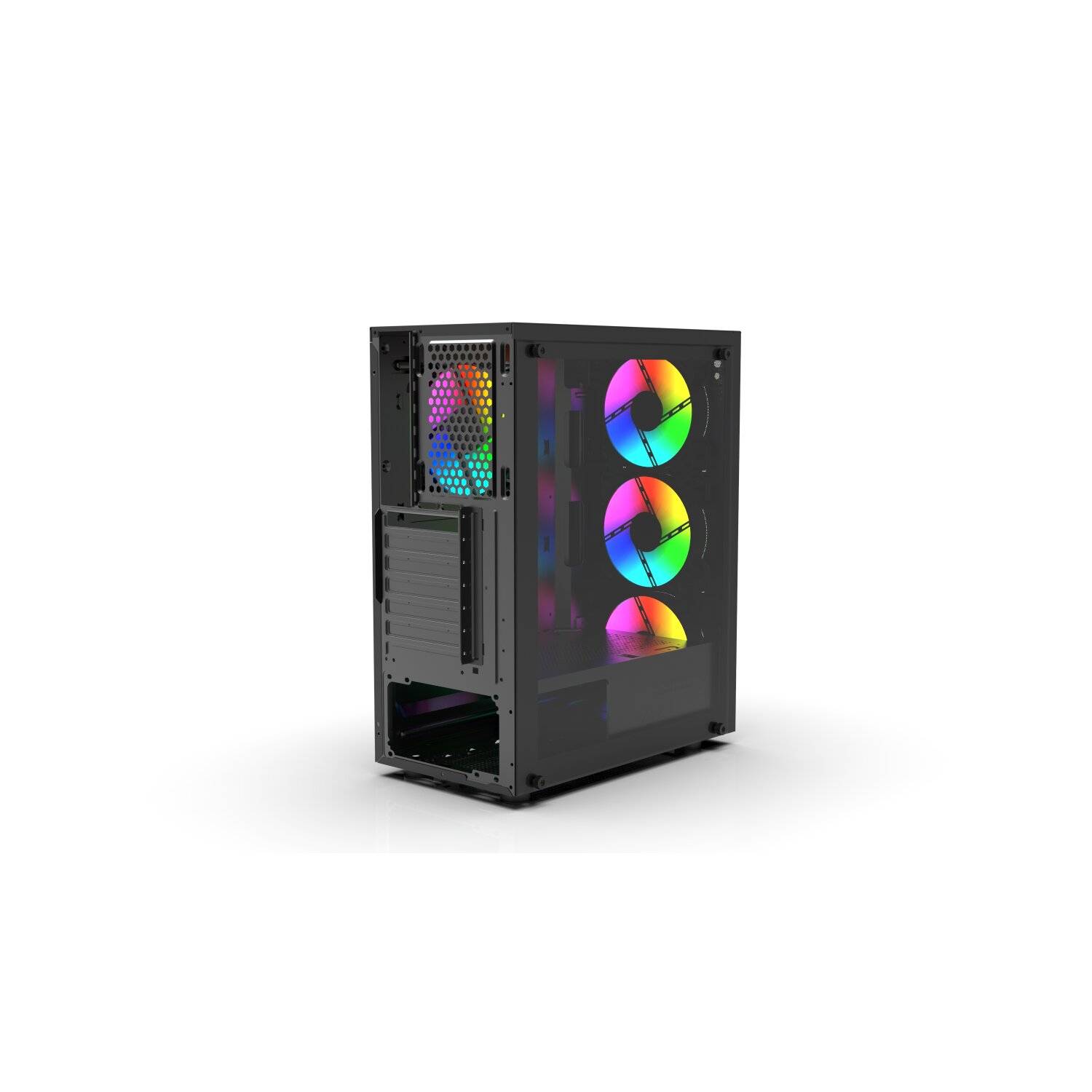 Premium Computer CASE 4x ARGB Lüfter Fernbedienung Gaming-Gehäuse