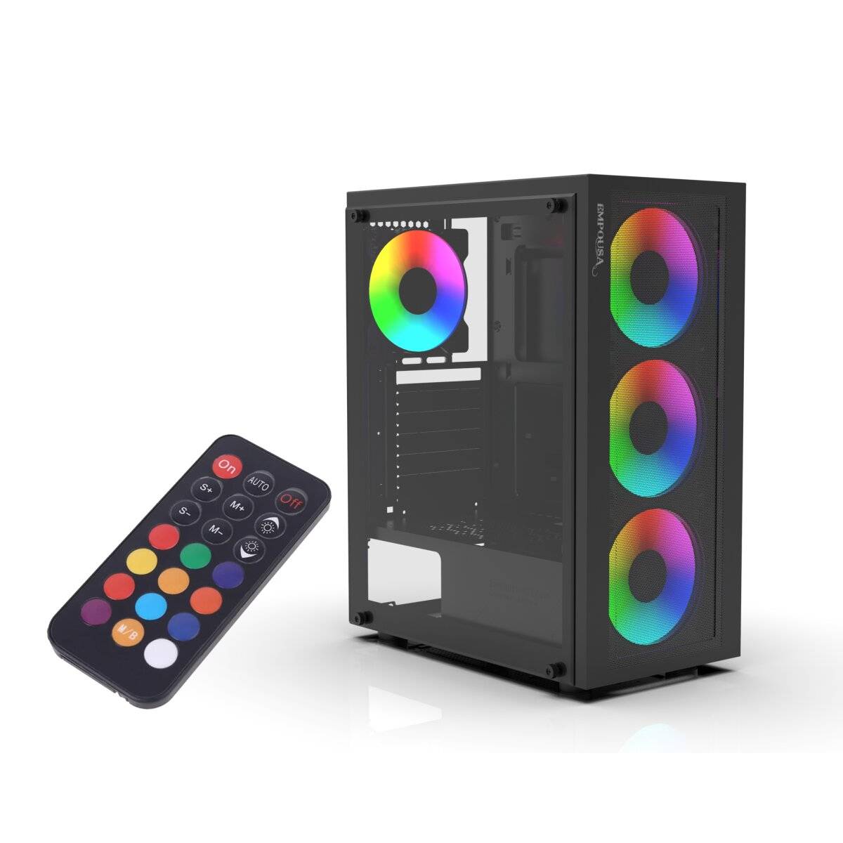 Premium Computer CASE EMG-15XB 4x ARGB Lüfter LED Glasscheibe schwarz