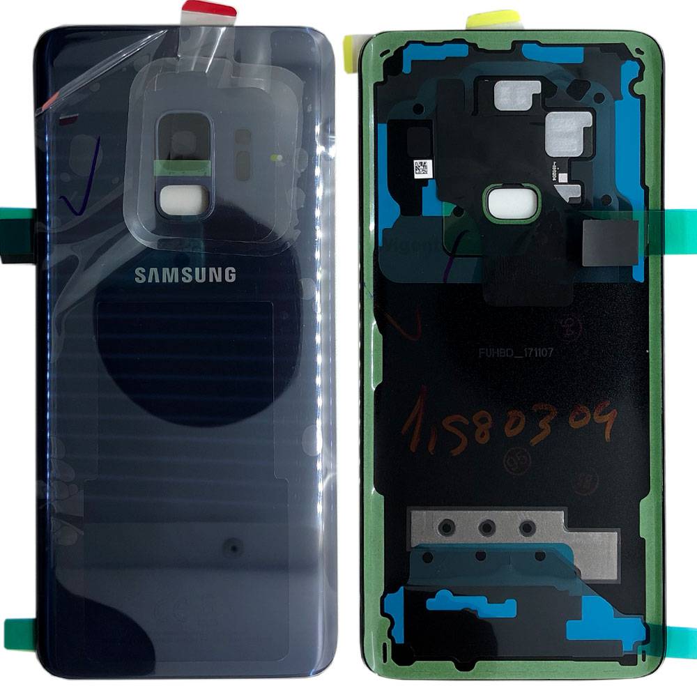 Samsung GH82-15865D Akkudeckel Deckel für Galaxy S9 G960F + Klebepad Coral Blue Blau Neu