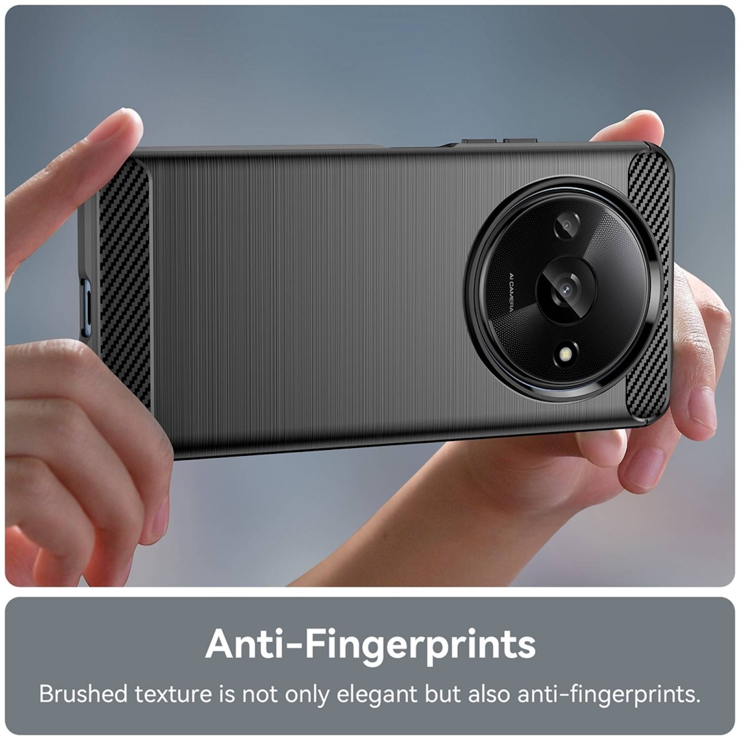 Für Xiaomi Redmi A3 Schock Carbon Textur TPU Handy Tasche Case Schwarz