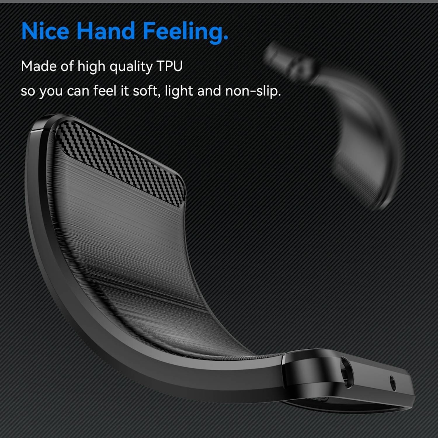 Für Xiaomi Redmi A3 Schock Carbon Textur TPU Handy Tasche Case Schwarz