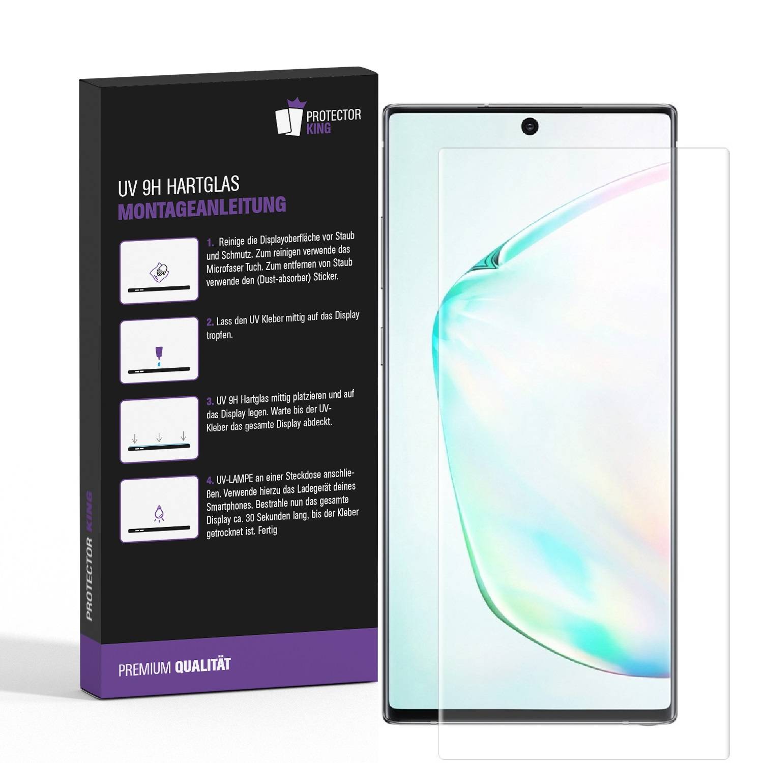 1x UV-Liquid 9H Panzerglas für Samsung Galaxy Note 10 3D KLAR echtes Tempered Panzerhartglas Schutzglas Displayschutz Panzerfolie Schutzfolie Screen