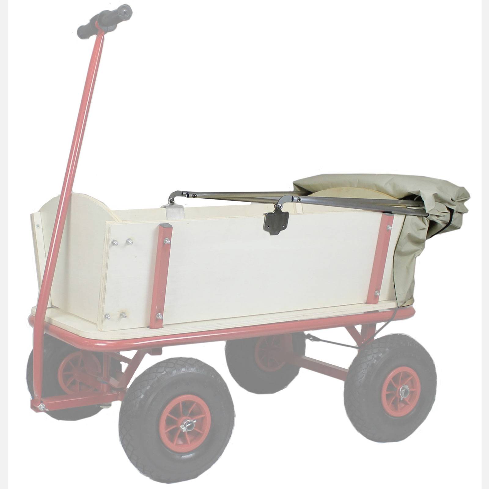 Beachtrekker Style Holz Bollerwagen Handwagen Natur mit Sonnenverdeck