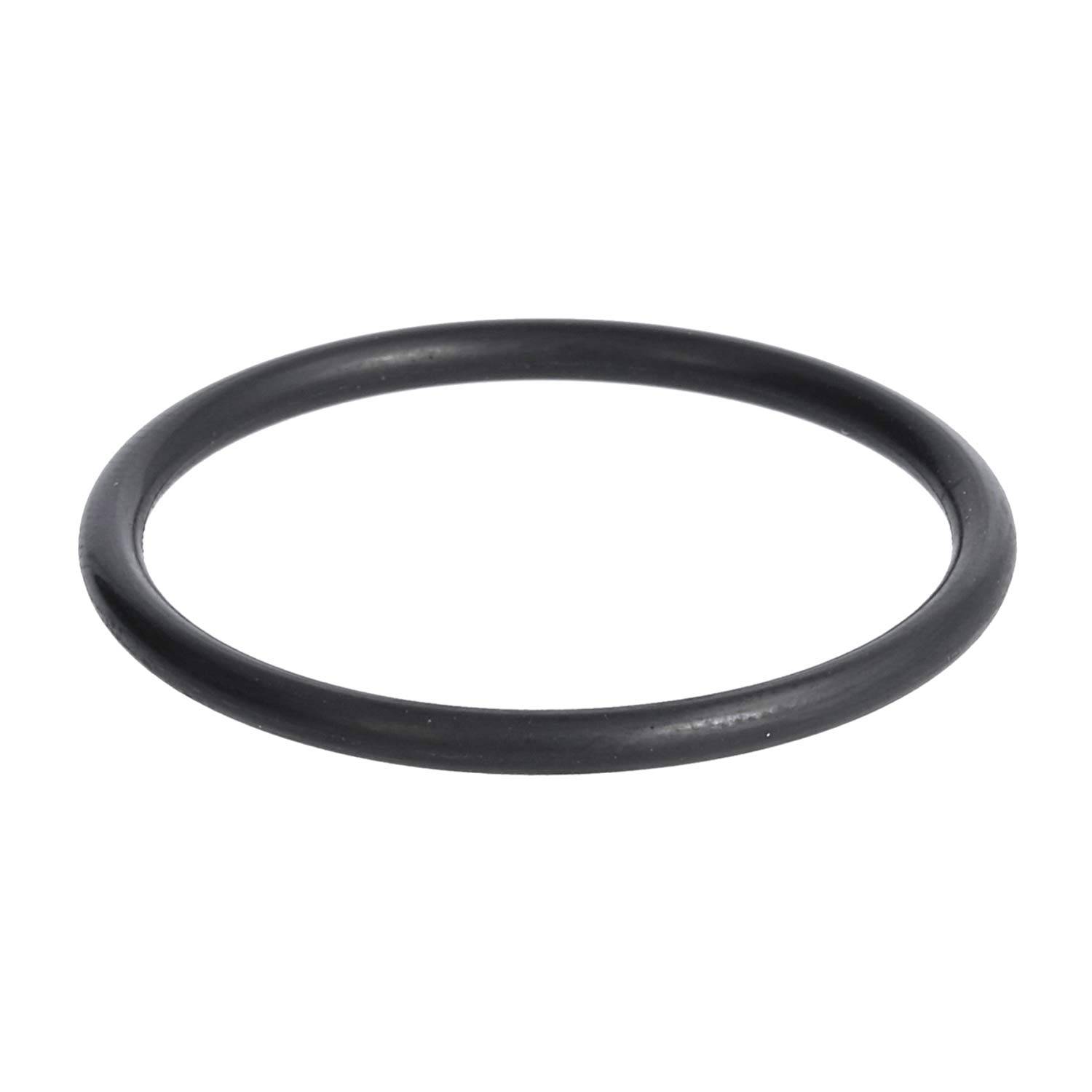Ein schwarzer Gummiring (O-Ring) auf weißem Hintergrund, typischerweise für Dichtungs- oder Klempneranwendungen verwendet.