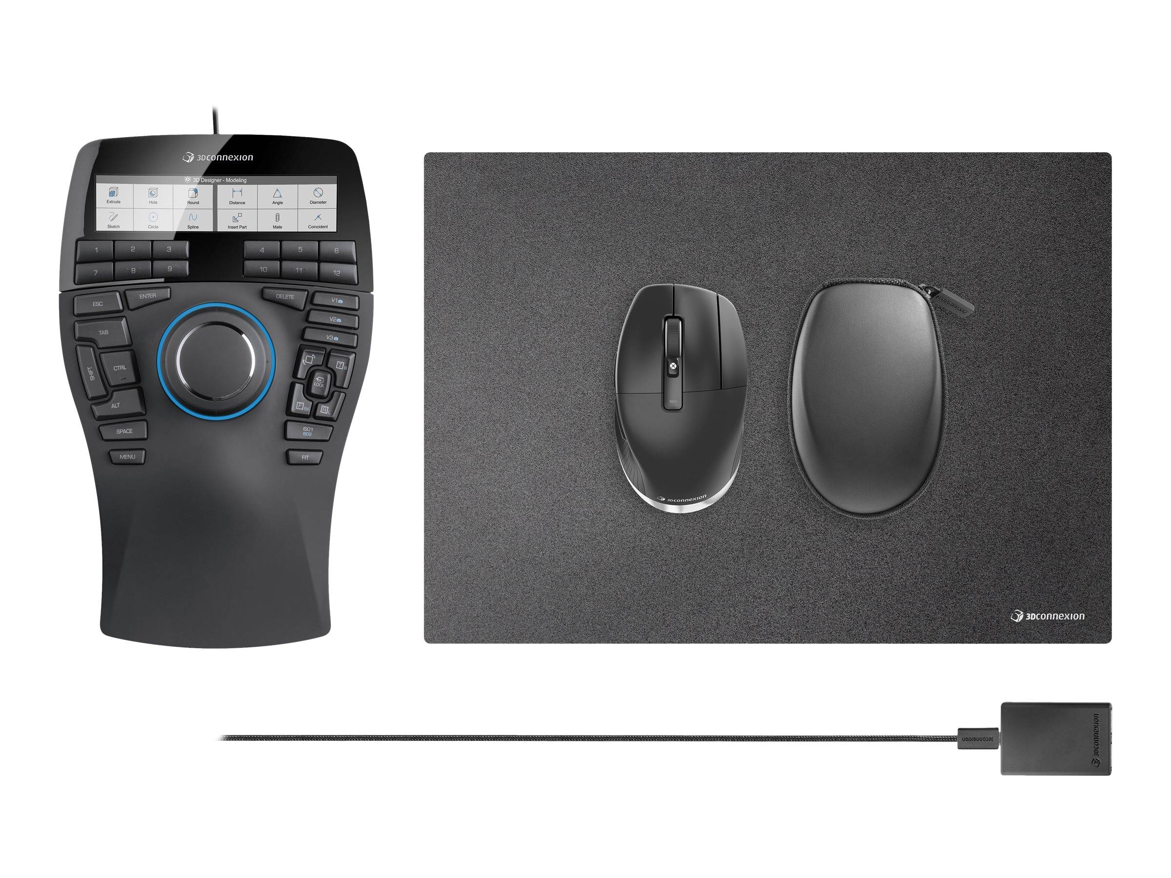 3Dconnexion SpaceMouse Enterprise Kit 2 - 3D-Maus - ergonomisch - rechts- und linkshändig - 31 Tasten - kabelgebunden