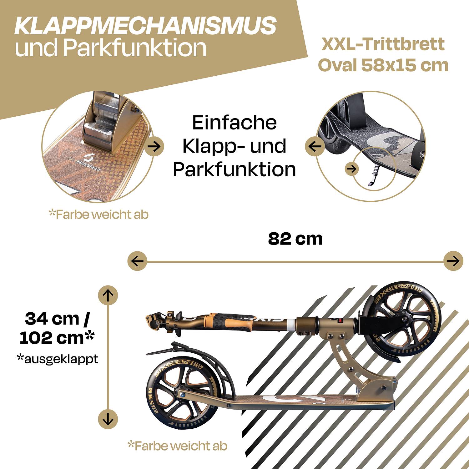 SIX DEGREES Aluminium Scooter Air 205 mm gold
