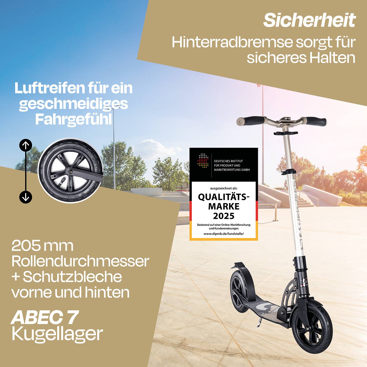 SIX DEGREES Aluminium Scooter Air 205 mm gold