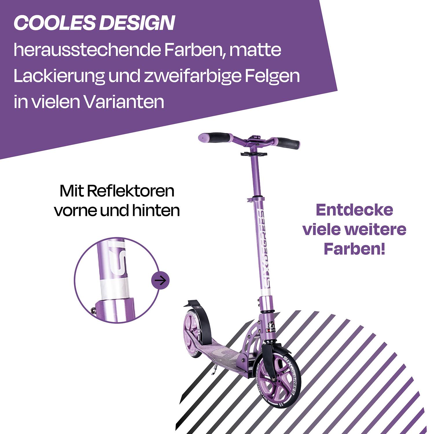 SIX DEGREES Aluminium Scooter 205 mm lila