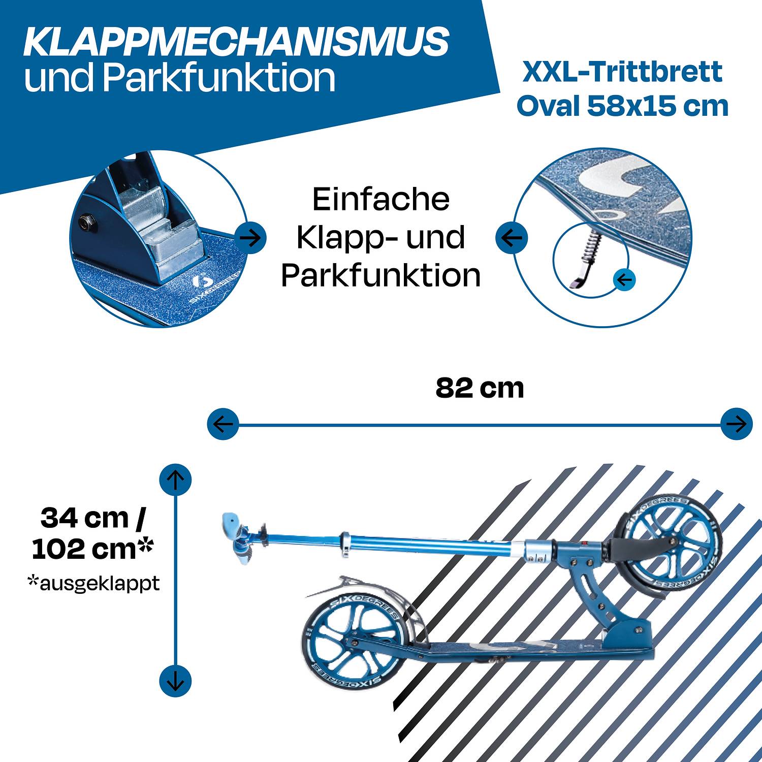SIX DEGREES Aluminium Scooter 205 mm blau