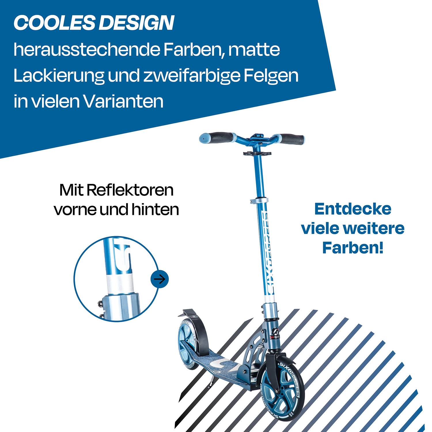 SIX DEGREES Aluminium Scooter 205 mm blau