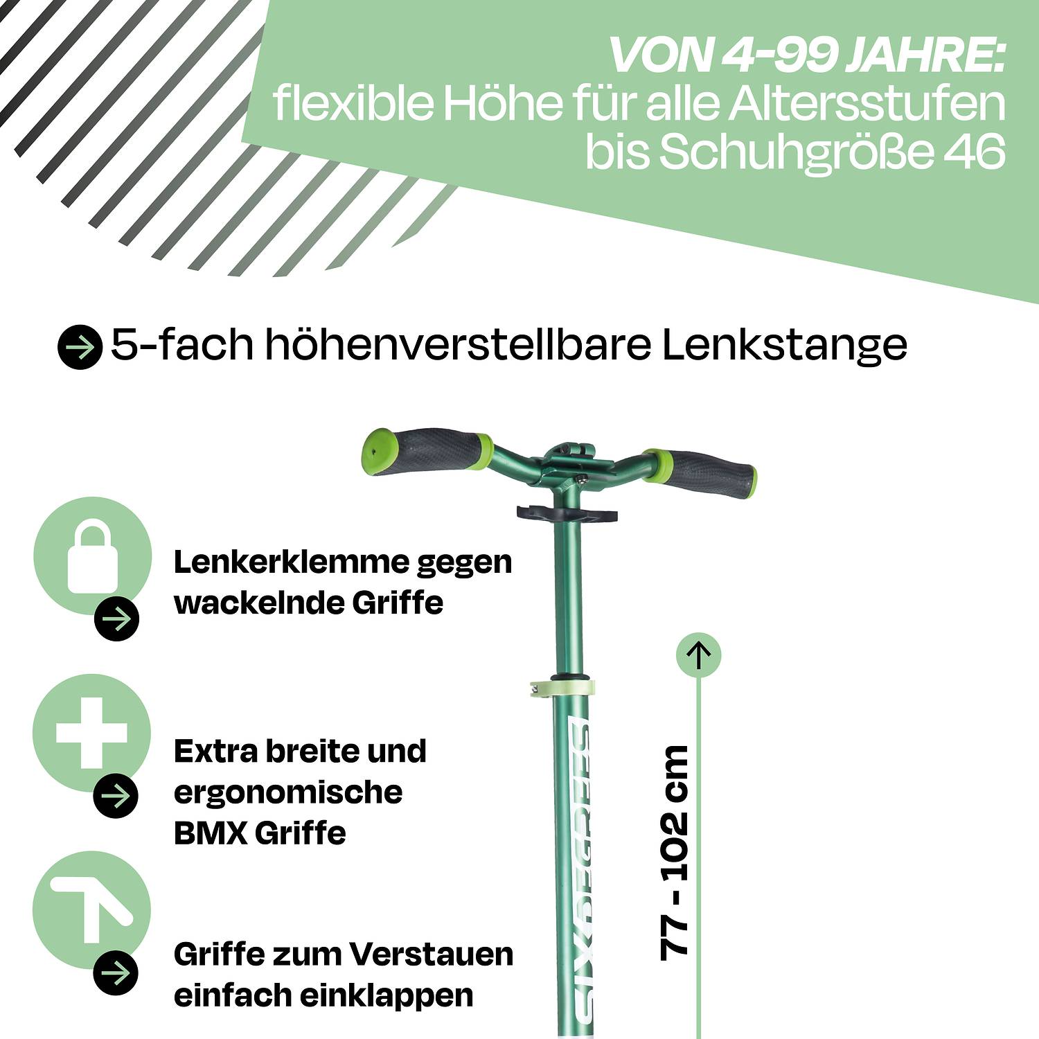 SIX DEGREES Aluminium Scooter 205 mm grün
