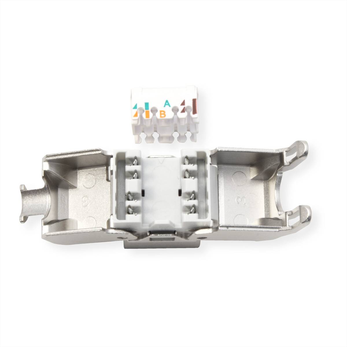 ROLINE Cat.6A (Class EA) Keystone, RJ-45, geschirmt, werkzeuglos, silberfarben