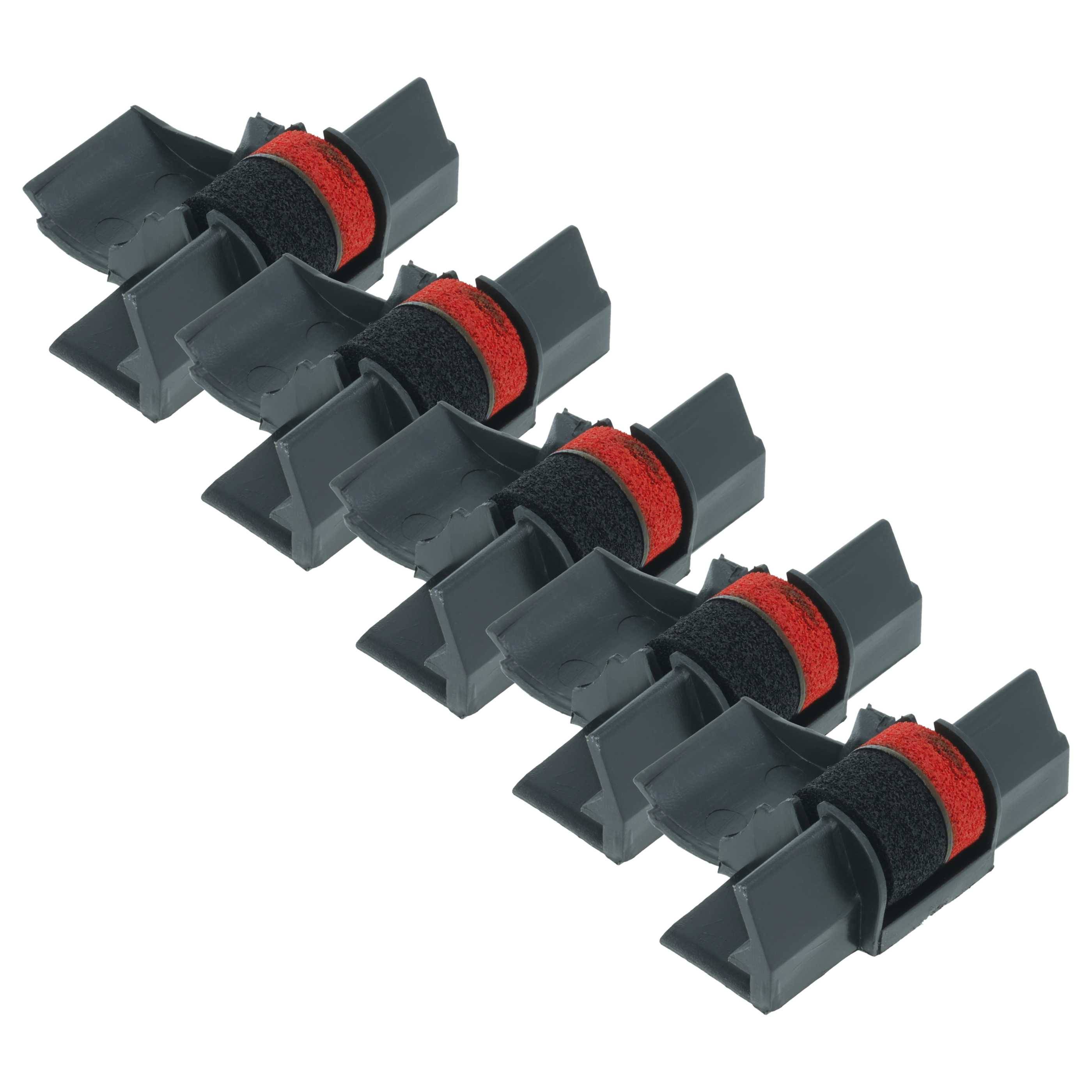 vhbw 5x Farbrolle, Farbwalze Schwarz Rot kompatibel mit Toshiba BC 1222 Taschenrechner, Registrierkasse