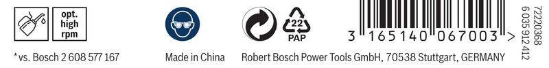 Recycling-Symbole und das Logo von 'Robert Bosch Power Tools'. 왘