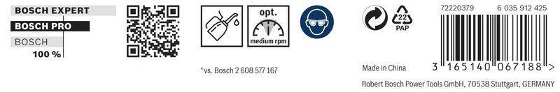 Symbole zeigen Temperaturregelung, optimale mittlere Drehzahl und Sicherheitsausrüstung mit Brille. Kontaktnummer: 02608577167.
