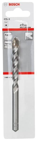 Ein Metallbohrer mit Spiraldesign ist in einem Halter aus Kunststoff und Karton verpackt und bereit für Bohreinsätze.