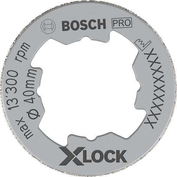 BOSCH PRO' X-LOCK Diamant-Trennscheibe, max. 13.300 U/min, 40 mm. Entwickelt für Schneid- und Bohrarbeiten.
