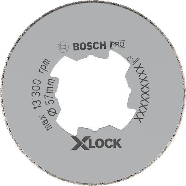 Trennscheibe mit 'Bosch PRO'-Etikett, max. 13.300 U/min, 51 mm Durchmesser und 'XLOCK'-Branding. Verwendet für Elektrowerkzeuge im Baugewerbe.